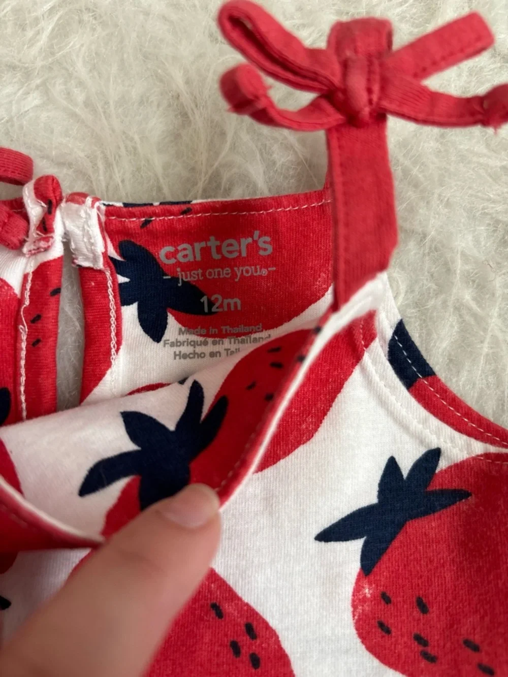 Carter's Baby Girl Festive White Sundress with Red Strawberry Print